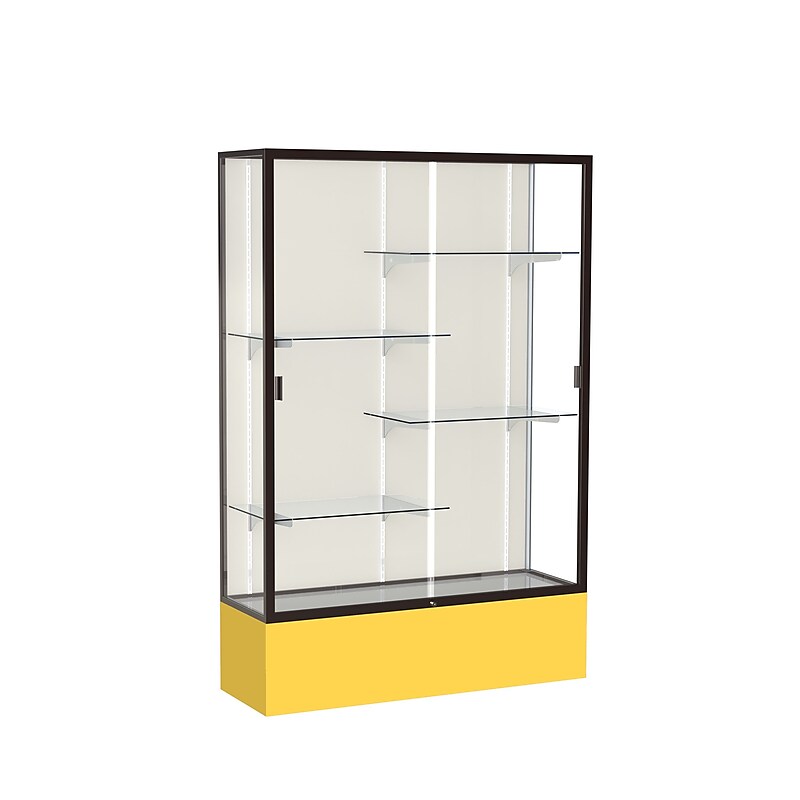 Ghent Spirit 48"W x 72"H x 16"D Floor Case, Plaque Back, Dk. Bronze Finish, Golden Rod Base image 1