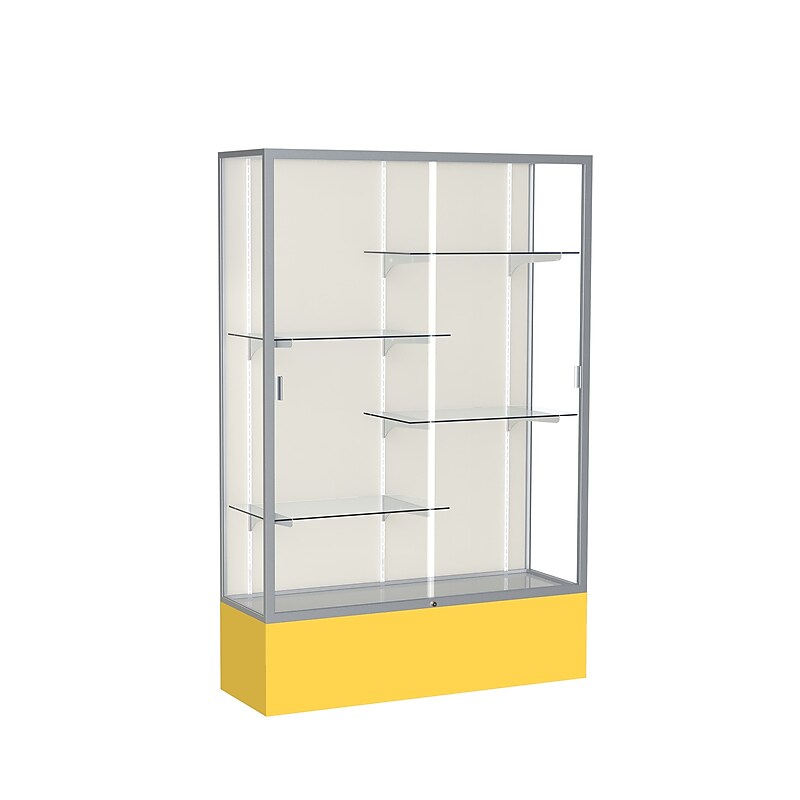 Ghent Spirit 48"W x 72"H x 16"D Floor Case, Plaque Back, Satin Finish, Golden Rod Base image 1