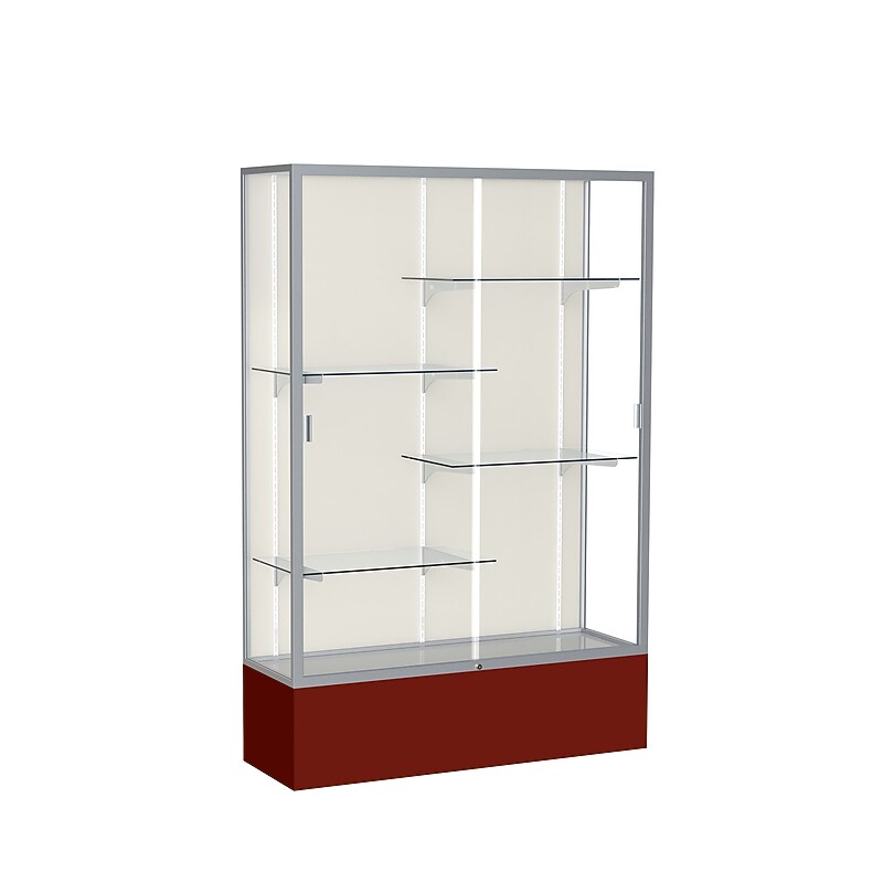 Ghent Spirit 48"W x 72"H x 16"D Floor Case, Plaque Back, Satin Finish, Maroon Base image 1