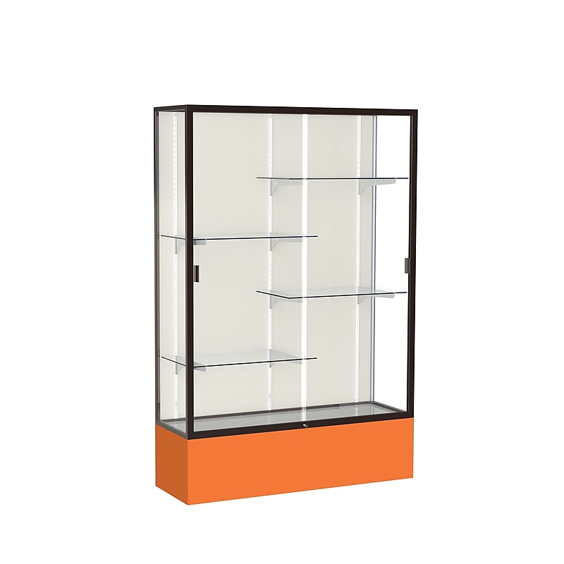 Ghent Spirit 48"W x 72"H x 16"D Floor Case, Plaque Back, Dk. Bronze Finish, Orange Base image 1