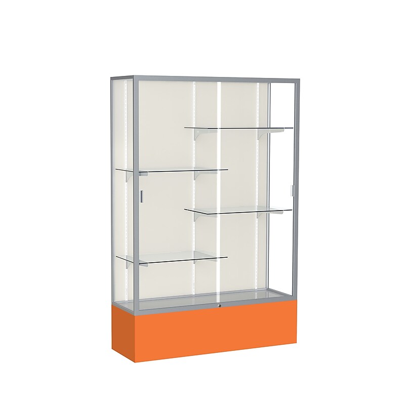 Ghent Spirit 48"W x 72"H x 16"D Floor Case, Plaque Back, Satin Finish, Orange Base image 1