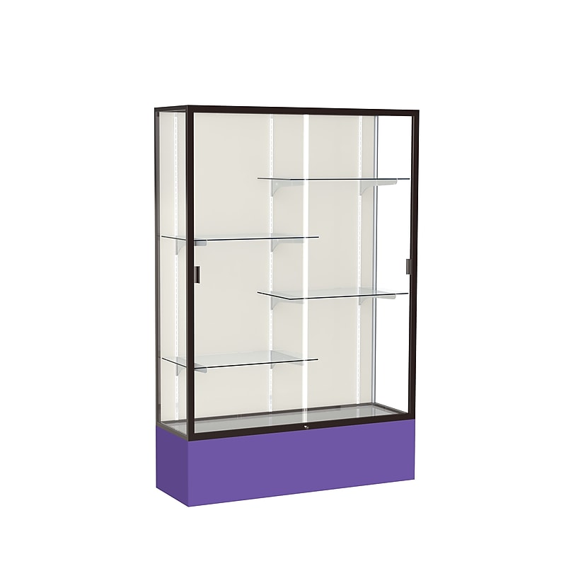 Ghent Spirit 48"W x 72"H x 16"D Floor Case, Plaque Back, Dk. Bronze Finish, Purple Base image 1