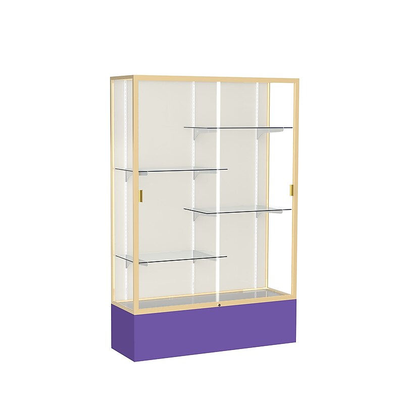 Ghent Spirit 48"W x 72"H x 16"D Floor Case, Plaque Back, Champagne Finish, Purple Base image 1