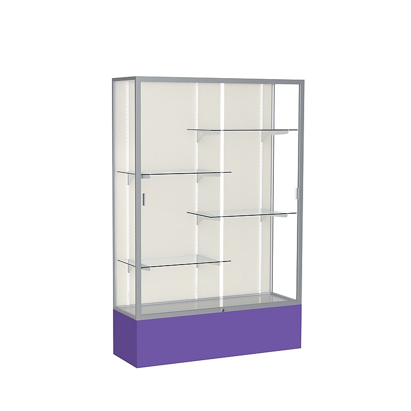 Ghent Spirit 48"W x 72"H x 16"D Floor Case, Plaque Back, Satin Finish, Purple Base image 1
