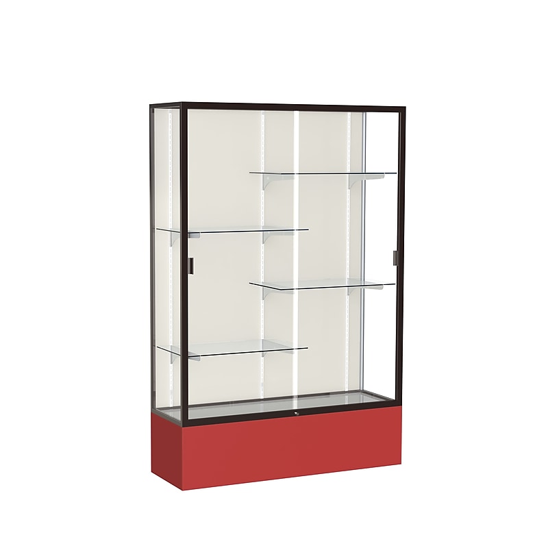 Ghent Spirit 48"W x 72"H x 16"D Floor Case, Plaque Back, Dk. Bronze Finish, Red Base image 1
