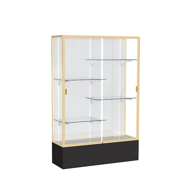 Ghent Spirit 48"W x 72"H x 16"D Floor Case, White Back, Champagne Finish, Black Base image 1