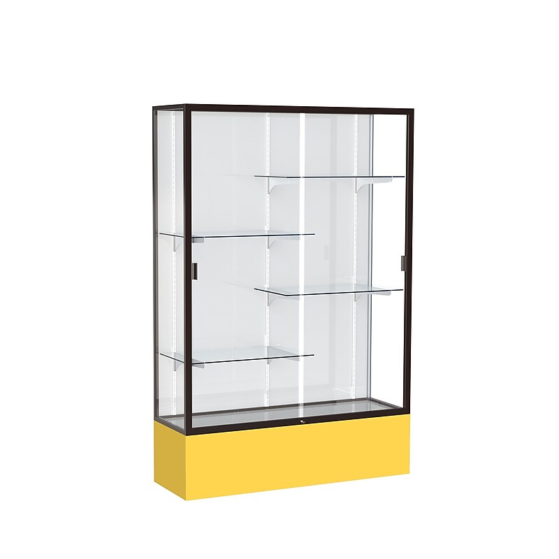 Ghent Spirit 48"W x 72"H x 16"D Floor Case, White Back, Dk. Bronze Finish, Golden Rod Base image 1