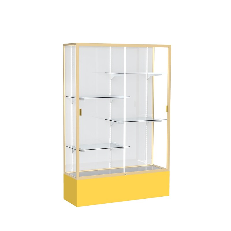Ghent Spirit 48"W x 72"H x 16"D Floor Case, White Back, Champagne Finish, Golden Rod Base image 1