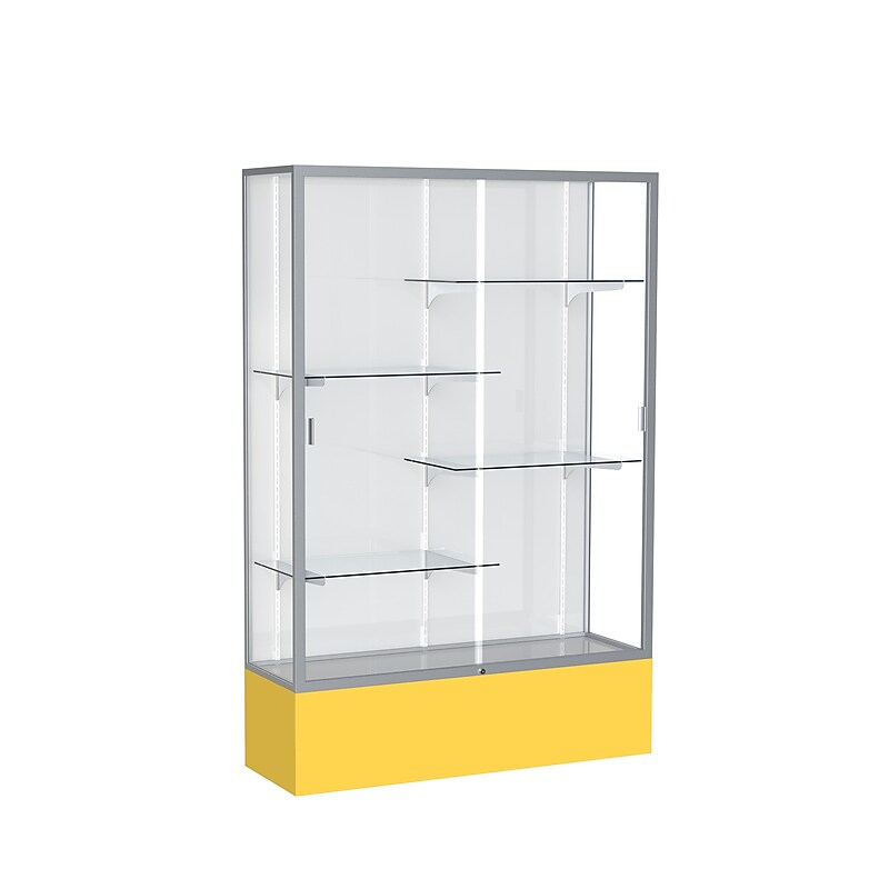 Ghent Spirit 48"W x 72"H x 16"D Floor Case, White Back, Satin Finish, Golden Rod Base image 1