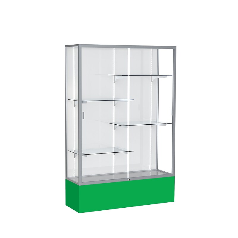 Ghent Spirit 48"W x 72"H x 16"D Floor Case, White Back, Satin Finish, Kelly Green Base image 1