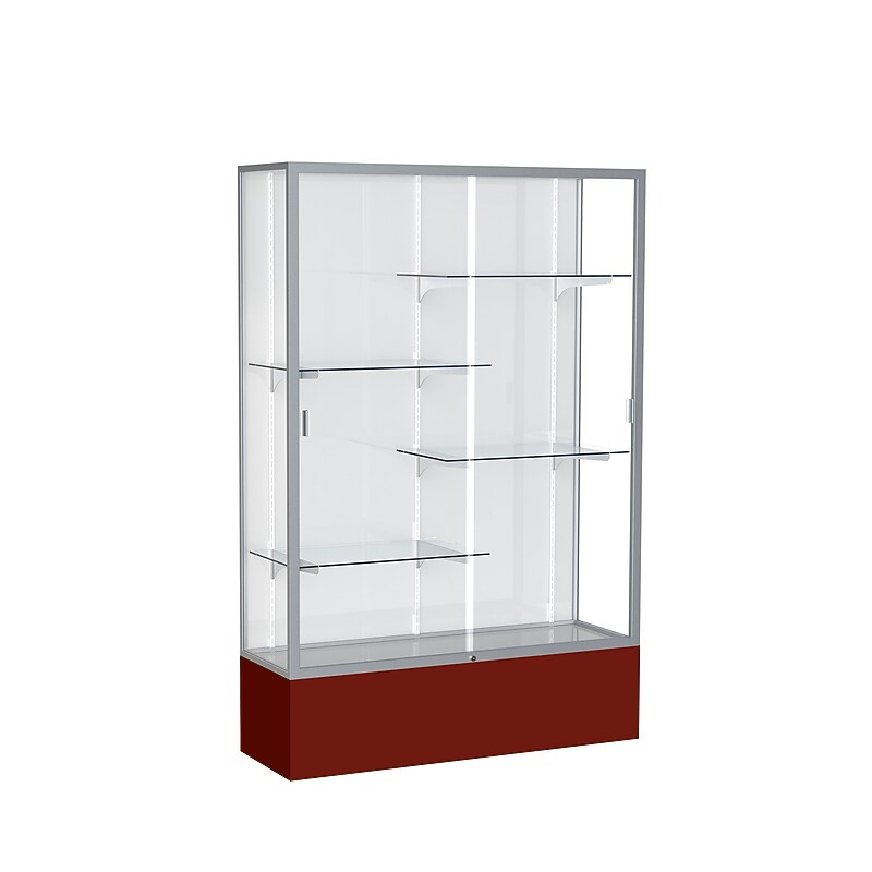 Ghent Spirit 48"W x 72"H x 16"D Floor Case, White Back, Satin Finish, Maroon Base image 1