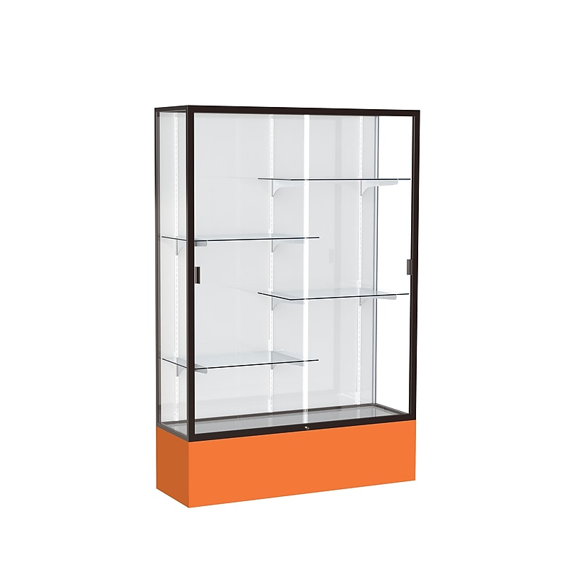 Ghent Spirit 48"W x 72"H x 16"D Floor Case, White Back, Dk. Bronze Finish, Orange Base image 1