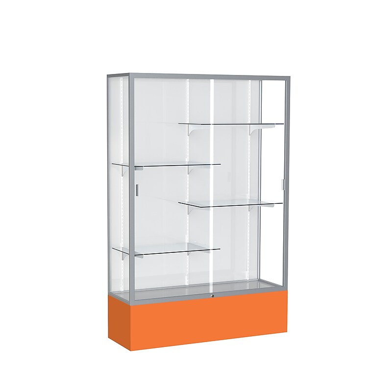 Ghent Spirit 48"W x 72"H x 16"D Floor Case, White Back, Satin Finish, Orange Base image 1