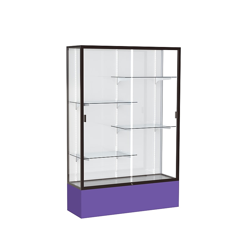 Ghent Spirit 48"W x 72"H x 16"D Floor Case, White Back, Dk. Bronze Finish, Purple Base image 1