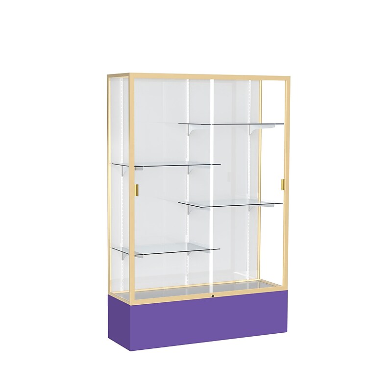 Ghent Spirit 48"W x 72"H x 16"D Floor Case, White Back, Champagne Finish, Purple Base image 1