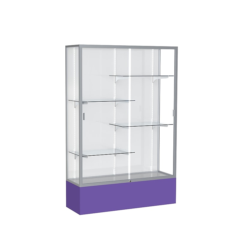 Ghent Spirit 48"W x 72"H x 16"D Floor Case, White Back, Satin Finish, Purple Base image 1