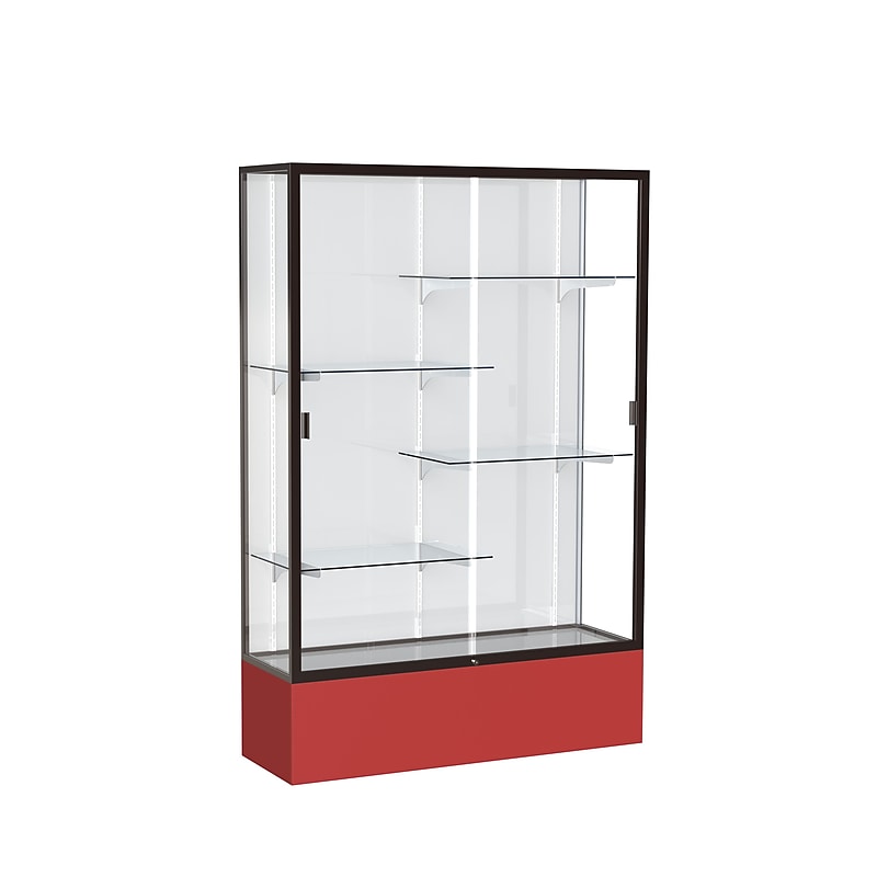 Ghent Spirit 48"W x 72"H x 16"D Floor Case, White Back, Dk. Bronze Finish, Red Base image 1