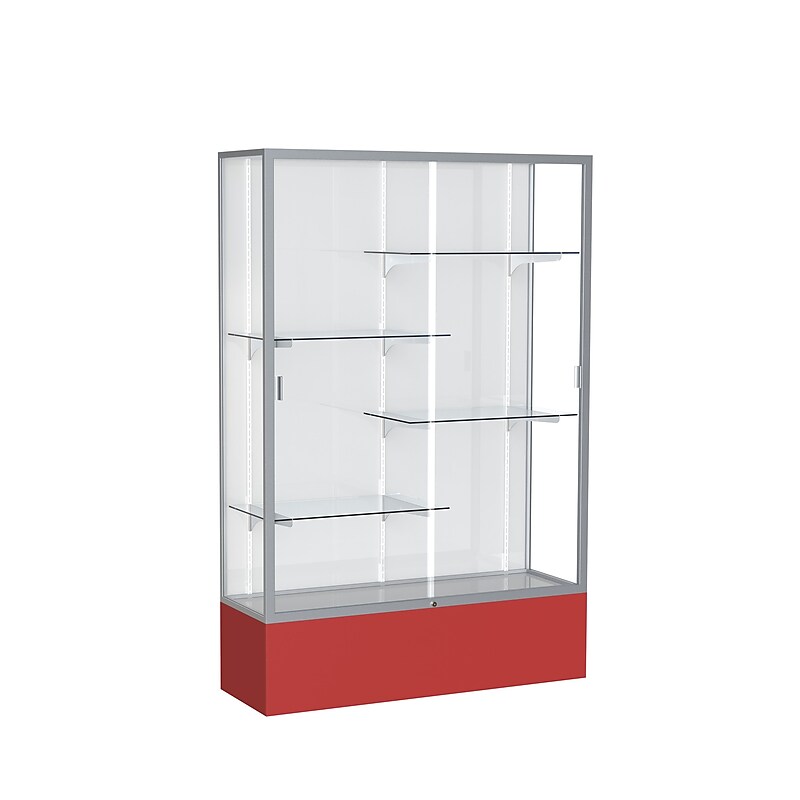 Ghent Spirit 48"W x 72"H x 16"D Floor Case, White Back, Satin Finish, Red Base image 1