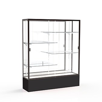 Waddell Spirit 60"W x 72"H x 16"D Floor Case, Mirror Back, Dk. Bronze Finish, Black Base