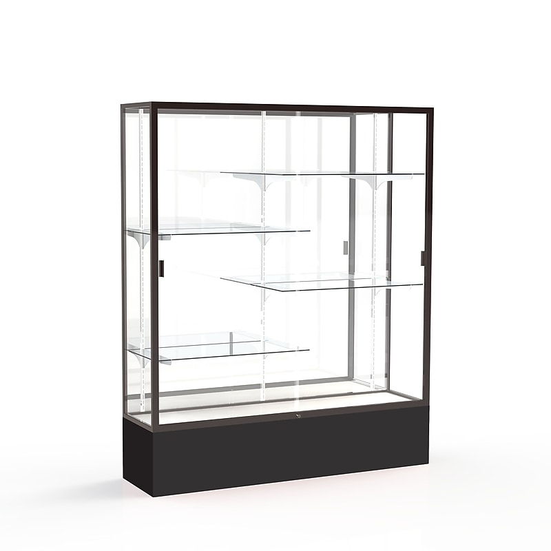Ghent Spirit 60"W x 72"H x 16"D Floor Case, Mirror Back, Dk. Bronze Finish, Black Base image 1