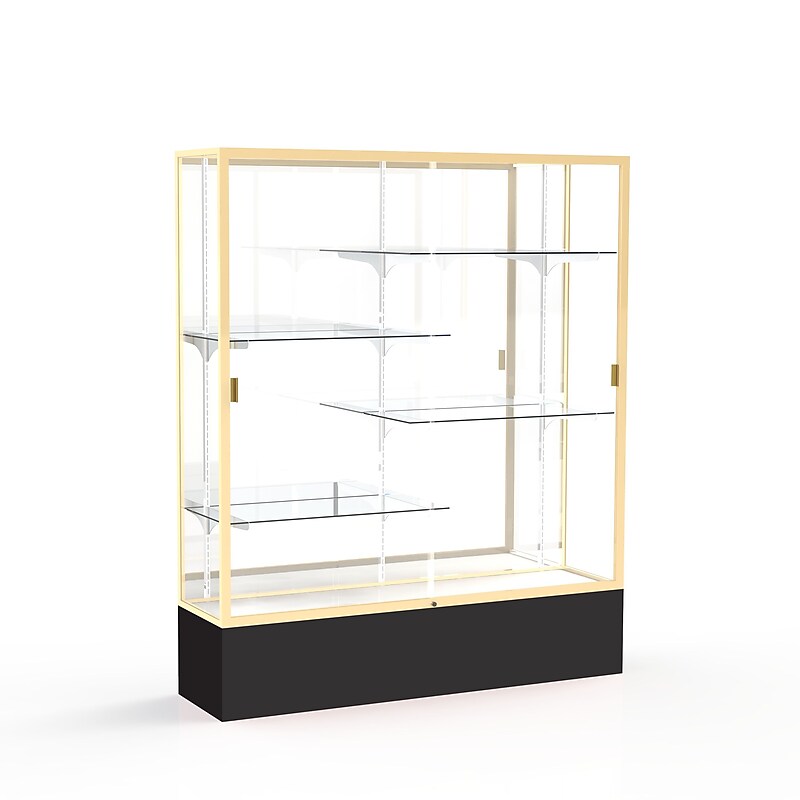 Ghent Spirit 60"W x 72"H x 16"D Floor Case, Mirror Back, Champagne Finish, Black Base image 1