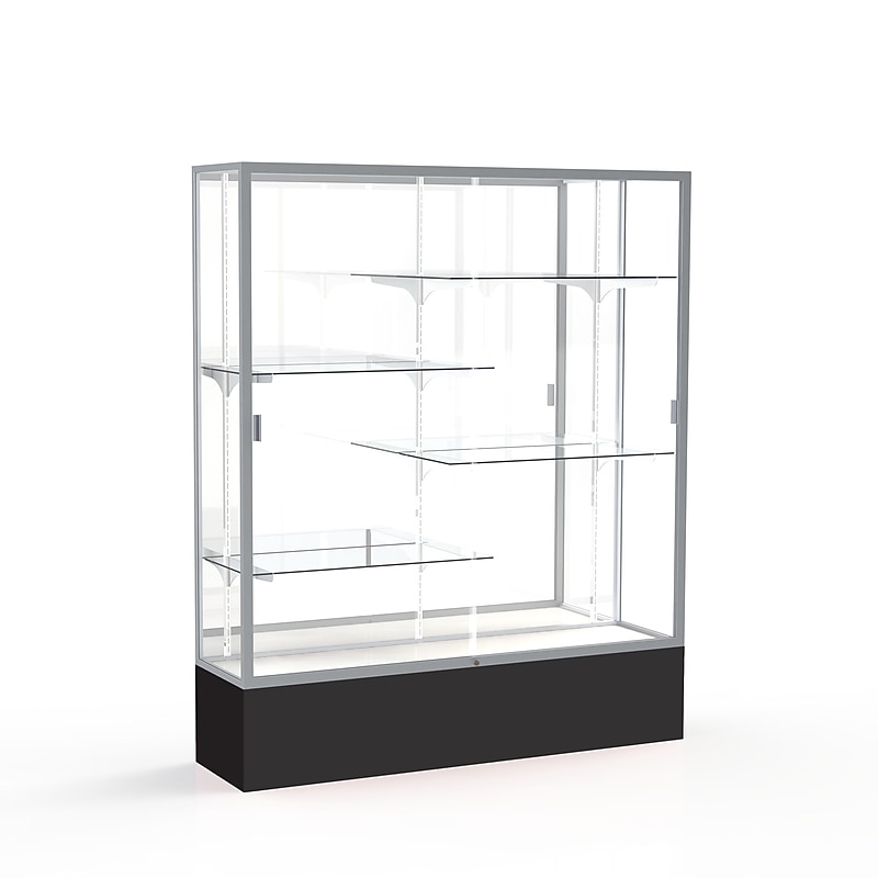 Ghent Spirit 60"W x 72"H x 16"D Floor Case, Mirror Back, Satin Finish, Black Base image 1