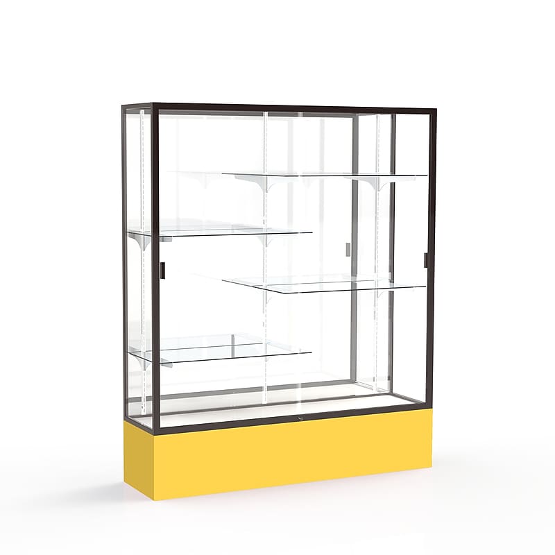 Ghent Spirit 60"W x 72"H x 16"D Floor Case, Mirror Back, Dk. Bronze Finish, Golden Rod Base image 1