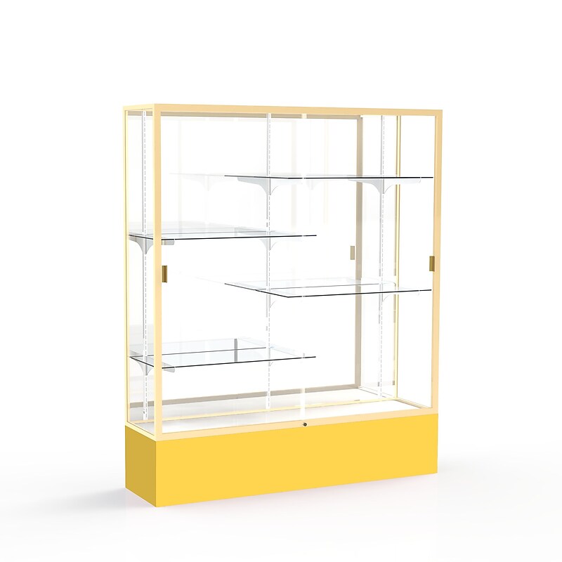 Ghent Spirit 60"W x 72"H x 16"D Floor Case, Mirror Back, Champagne Finish, Golden Rod Base image 1