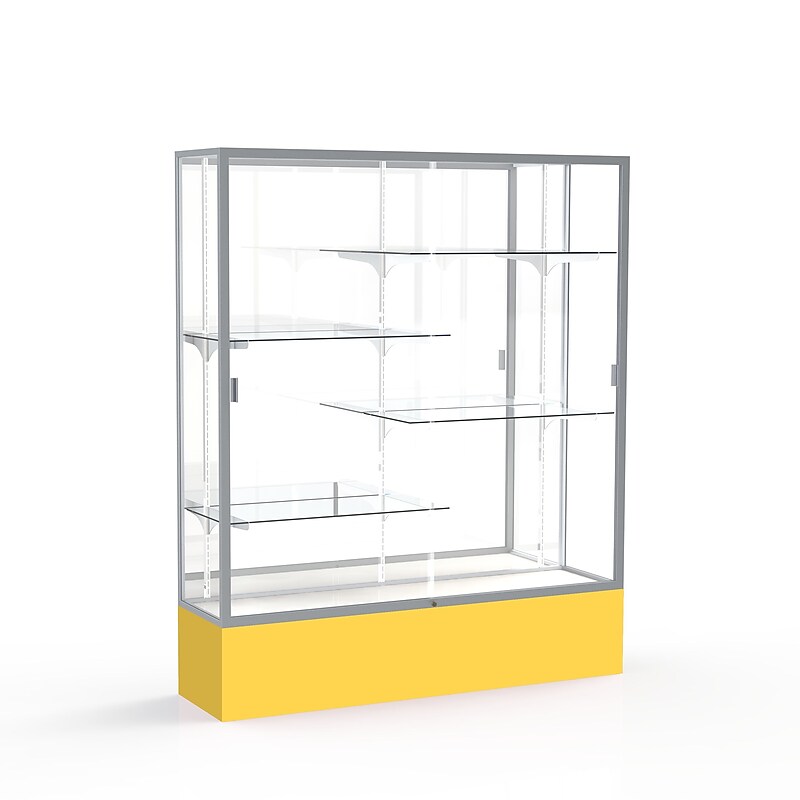 Ghent Spirit 60"W x 72"H x 16"D Floor Case, Mirror Back, Satin Finish, Golden Rod Base image 1
