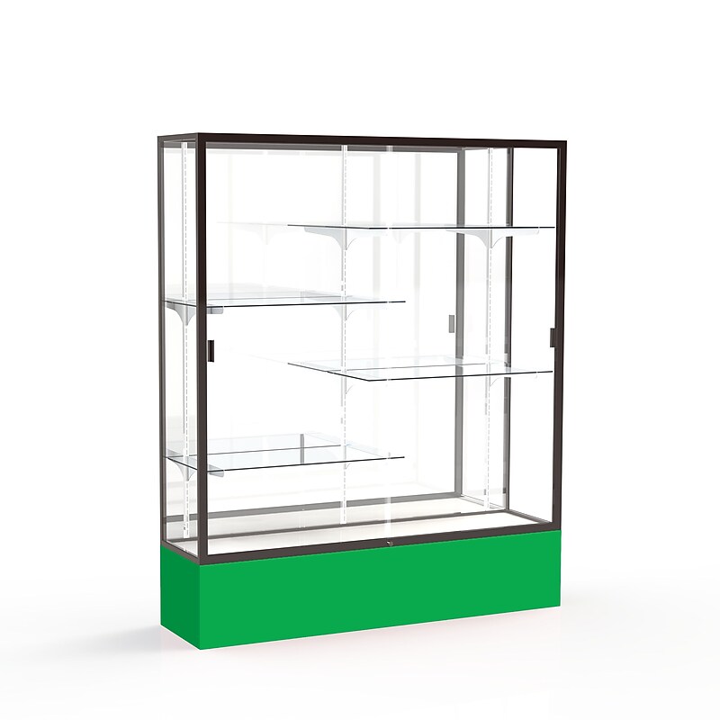 Ghent Spirit 60"W x 72"H x 16"D Floor Case, Mirror Back, Dk. Bronze Finish, Kelly Green Base image 1