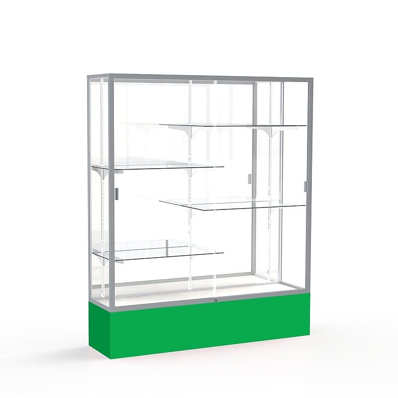 Ghent Spirit 60"W x 72"H x 16"D Floor Case, Mirror Back, Satin Finish, Kelly Green Base image 1