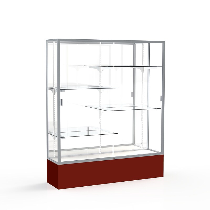 Ghent Spirit 60"W x 72"H x 16"D Floor Case, Mirror Back, Satin Finish, Maroon Base image 1