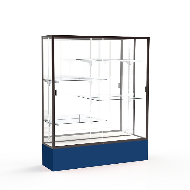 Ghent Spirit 60"W x 72"H x 16"D Floor Case, Mirror Back, Dk. Bronze Finish, Navy Base image 1