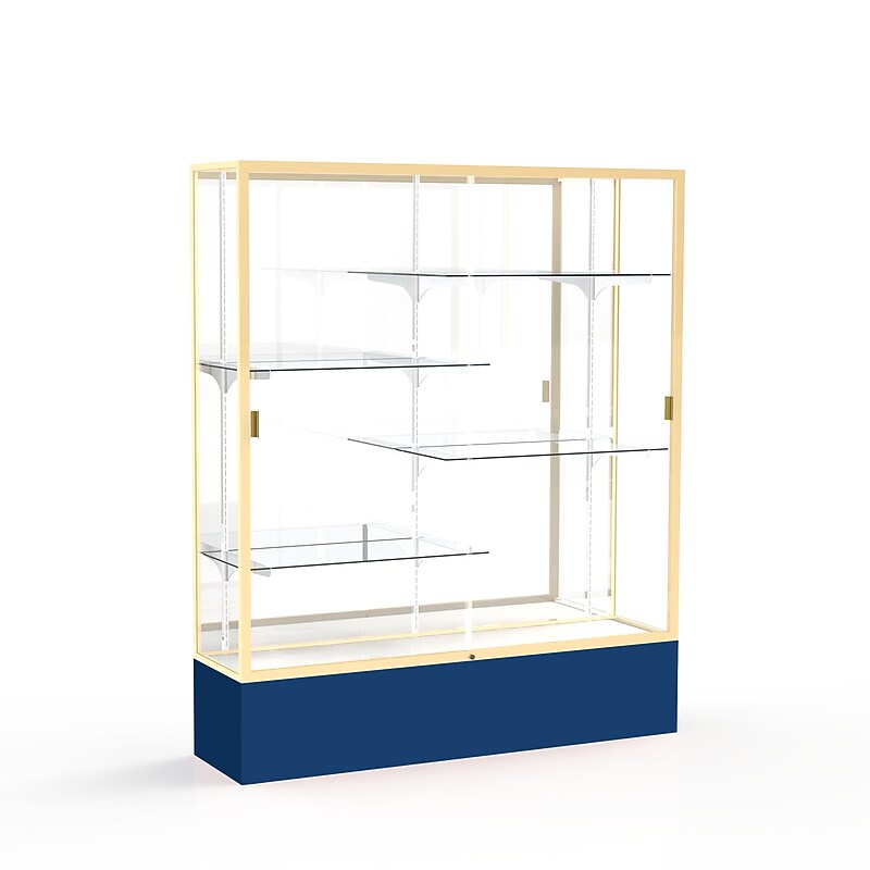 Ghent Spirit 60"W x 72"H x 16"D Floor Case, Mirror Back, Champagne Finish, Navy Base image 1