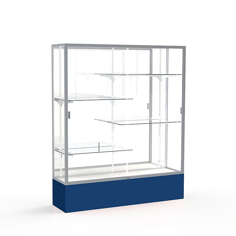 Ghent Spirit 60"W x 72"H x 16"D Floor Case, Mirror Back, Satin Finish, Navy Base image 1