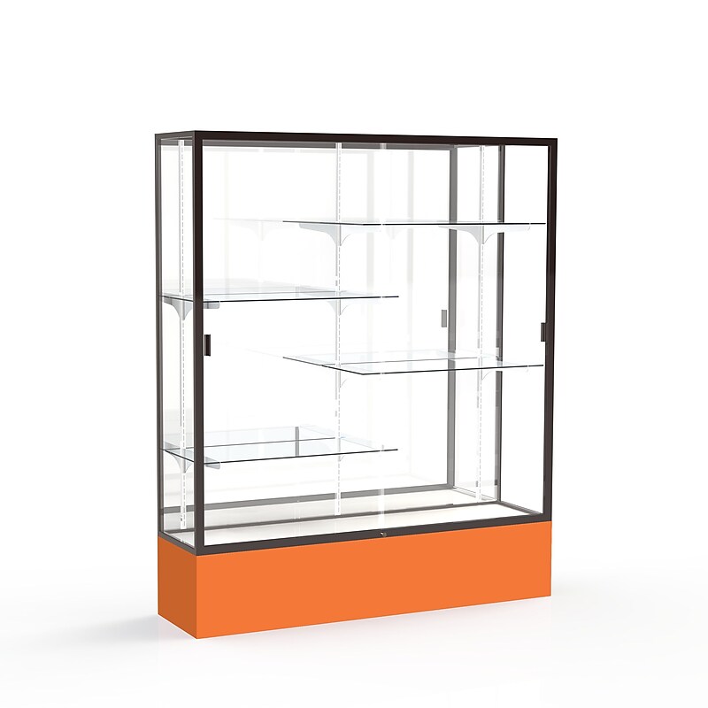 Ghent Spirit 60"W x 72"H x 16"D Floor Case, Mirror Back, Dk. Bronze Finish, Orange Base image 1