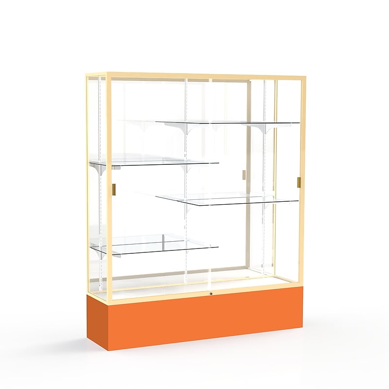 Ghent Spirit 60"W x 72"H x 16"D Floor Case, Mirror Back, Champagne Finish, Orange Base image 1