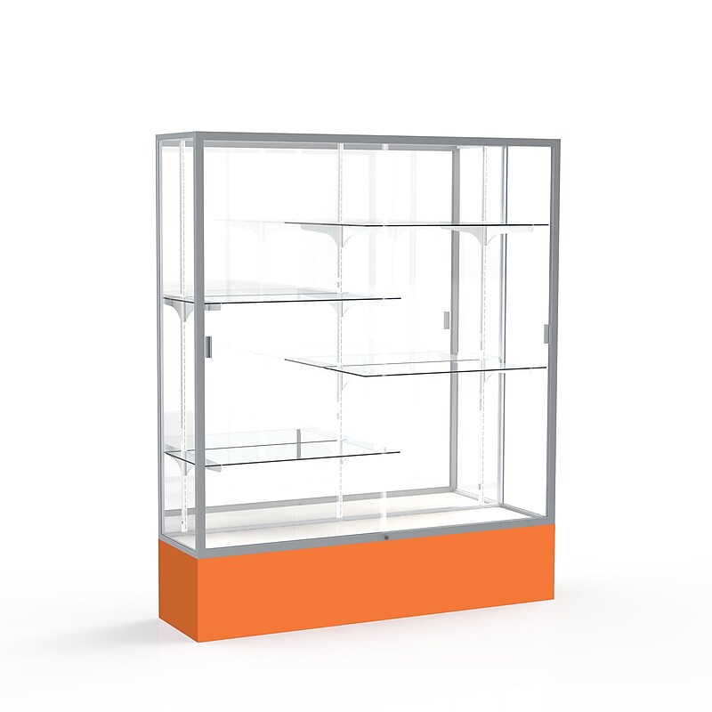 Ghent Spirit 60"W x 72"H x 16"D Floor Case, Mirror Back, Satin Finish, Orange Base image 1