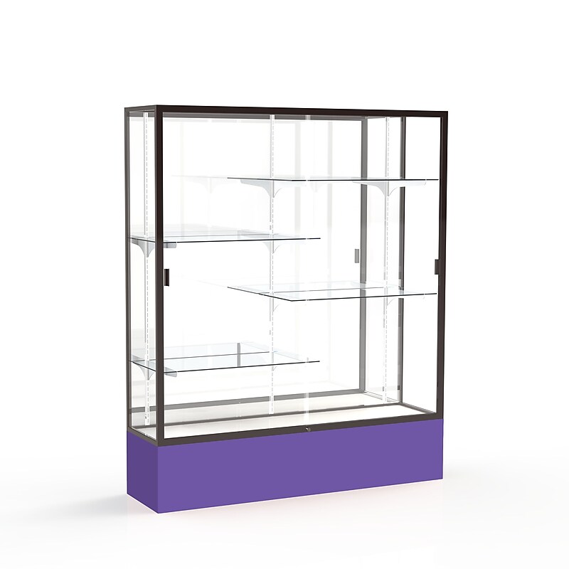 Ghent Spirit 60"W x 72"H x 16"D Floor Case, Mirror Back, Dk. Bronze Finish, Purple Base image 1