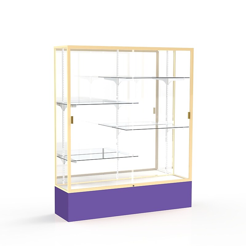 Ghent Spirit 60"W x 72"H x 16"D Floor Case, Mirror Back, Champagne Finish, Purple Base image 1