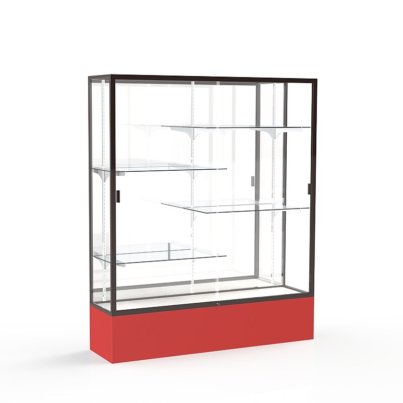 Ghent Spirit 60"W x 72"H x 16"D Floor Case, Mirror Back, Dk. Bronze Finish, Red Base image 1