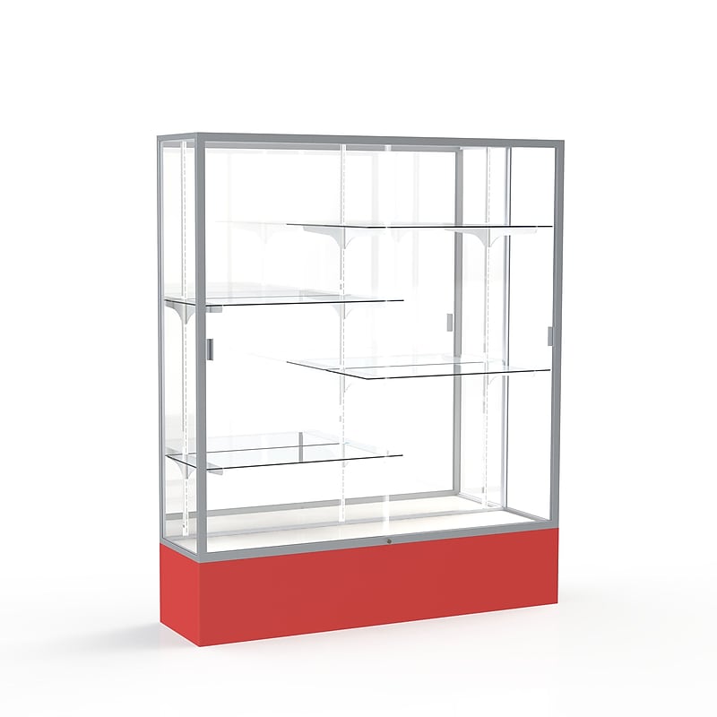 Ghent Spirit 60"W x 72"H x 16"D Floor Case, Mirror Back, Satin Finish, Red Base image 1
