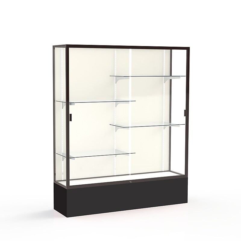 Ghent Spirit 60"W x 72"H x 16"D Floor Case, Plaque Back, Dk. Bronze Finish, Black Base image 1