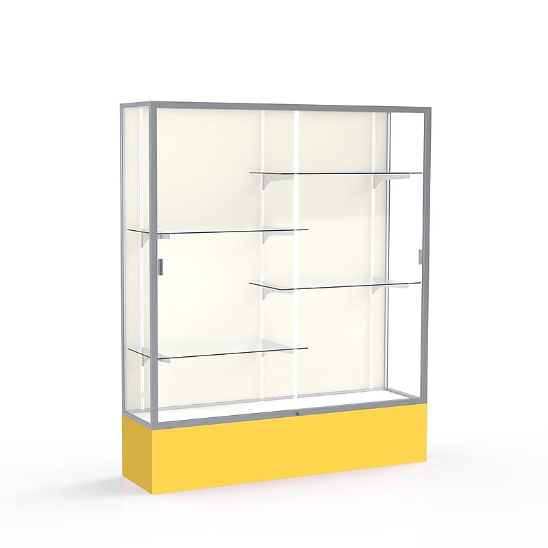 Ghent Spirit 60"W x 72"H x 16"D Floor Case, Plaque Back, Satin Finish, Golden Rod Base image 1