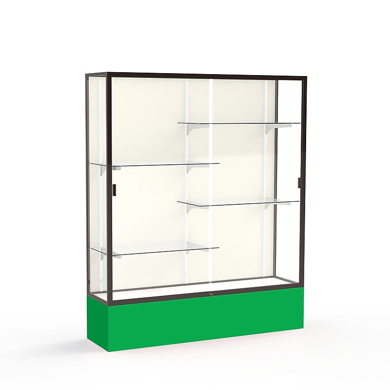 Ghent Spirit 60"W x 72"H x 16"D Floor Case, Plaque Back, Dk. Bronze Finish, Kelly Green Base image 1