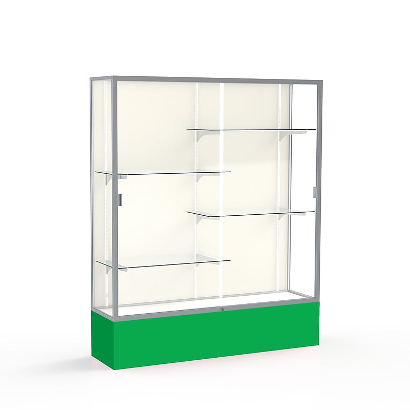 Ghent Spirit 60"W x 72"H x 16"D Floor Case, Plaque Back, Satin Finish, Kelly Green Base image 1