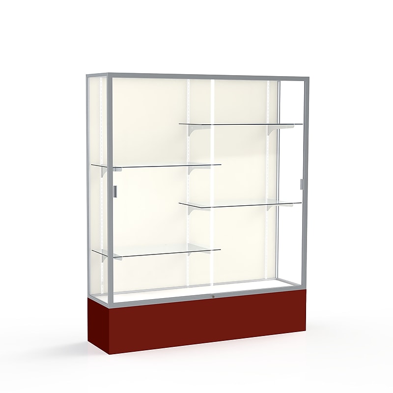 Ghent Spirit 60"W x 72"H x 16"D Floor Case, Plaque Back, Satin Finish, Maroon Base image 1