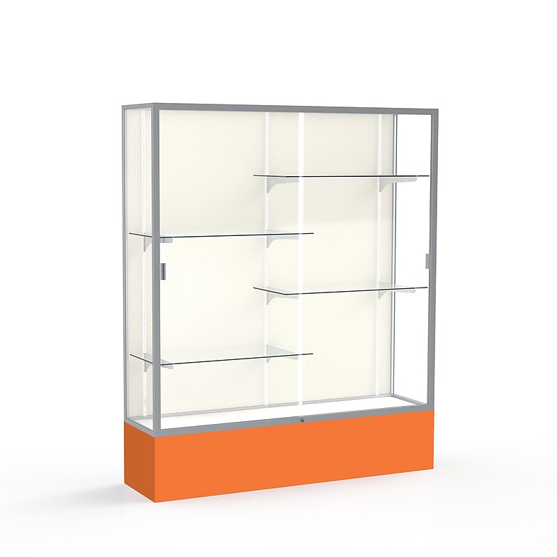Ghent Spirit 60"W x 72"H x 16"D Floor Case, Plaque Back, Satin Finish, Orange Base image 1