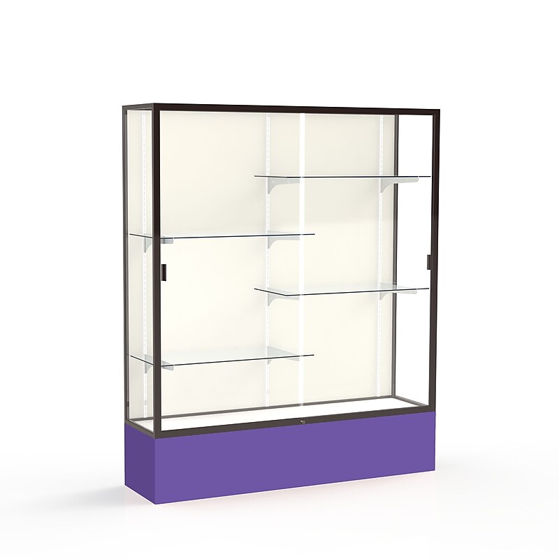 Ghent Spirit 60"W x 72"H x 16"D Floor Case, Plaque Back, Dk. Bronze Finish, Purple Base image 1