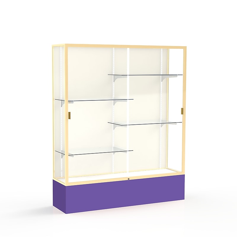 Ghent Spirit 60"W x 72"H x 16"D Floor Case, Plaque Back, Champagne Finish, Purple Base image 1